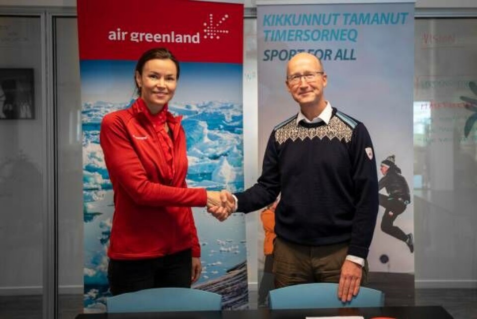 På billedet ses Air Greenlands CCO Maliina Abelsen og GIF's næstformand Finn Meinel