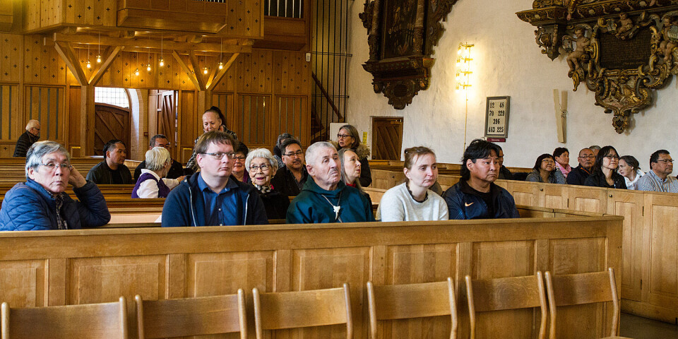 Gudstjenesten Palmesøndag i Vor Frue Kirke i Aarhus samlede 60 tilhørere.
