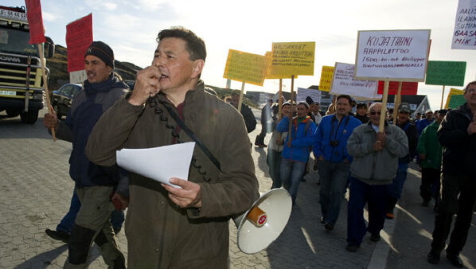 Leif Fontaine ved fiskernes demonstration tirsdag den 12. oktober. Foto: Leiff Josefsen