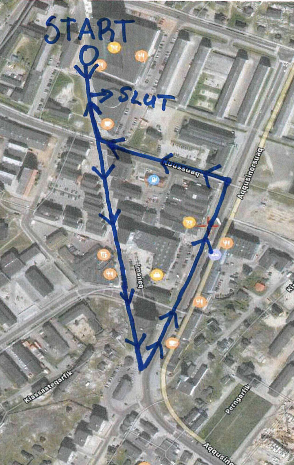Dagens rute i Nuuk i forbindelse med 1. maj
