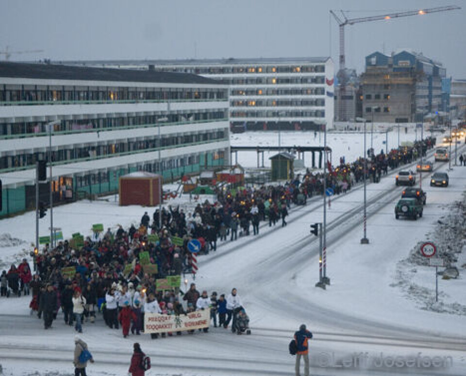 Demonstration for børns rettigheder i 2007. Foreningen Grønlandske Børn har nu gennemført et projekt, hvor børnene har lært om deres rettigheder. Foto: Leiff Josefsen