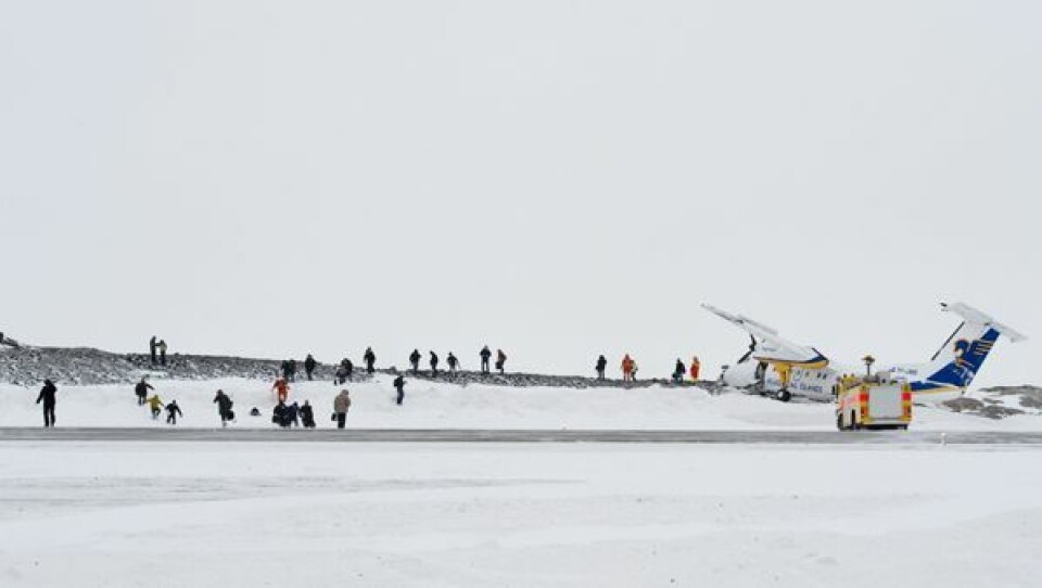 Et Air Iceland-fly forlykkede i marts i Nuuk under landing. Foto: Leiff Josefsen
