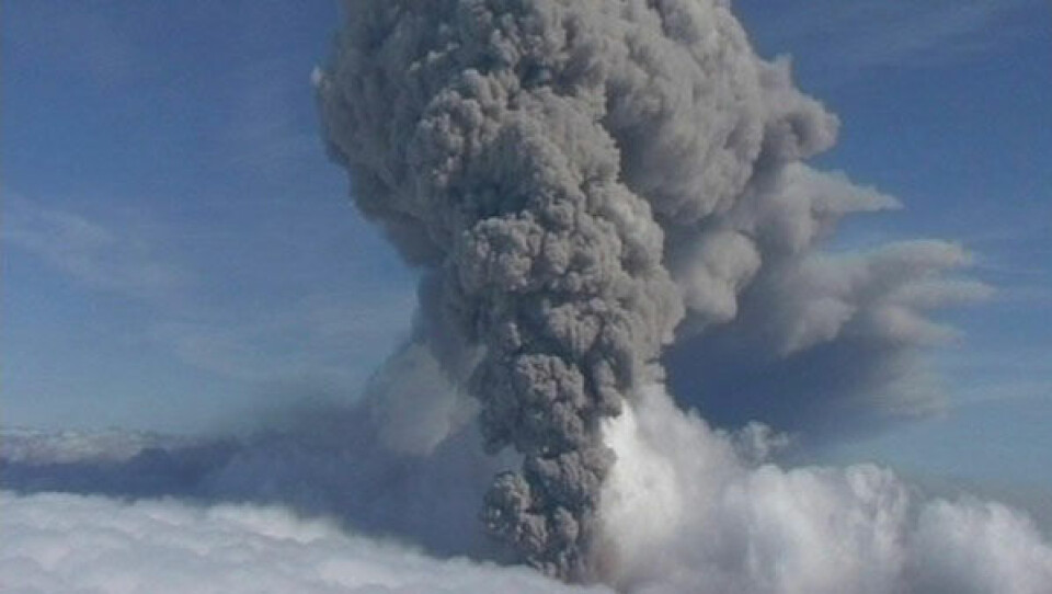 Foto fra tidligere vulkanudbrud. Polfoto
