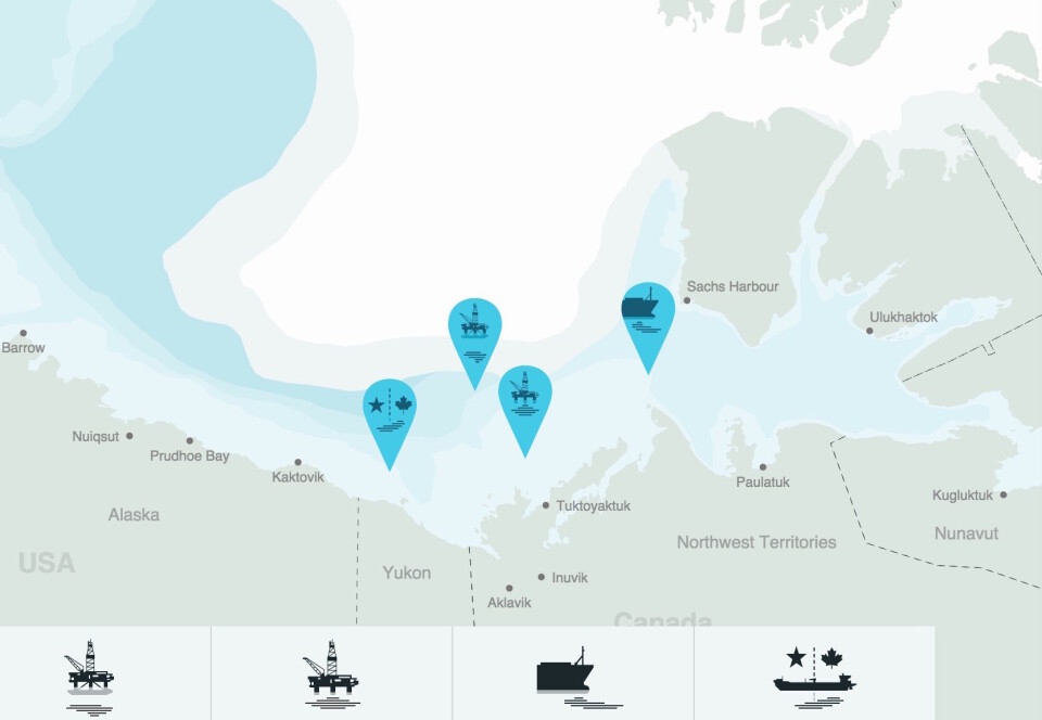 Grafisk kort fra 's canadiske projekt Oilspills in The Beaufort Sea WWF