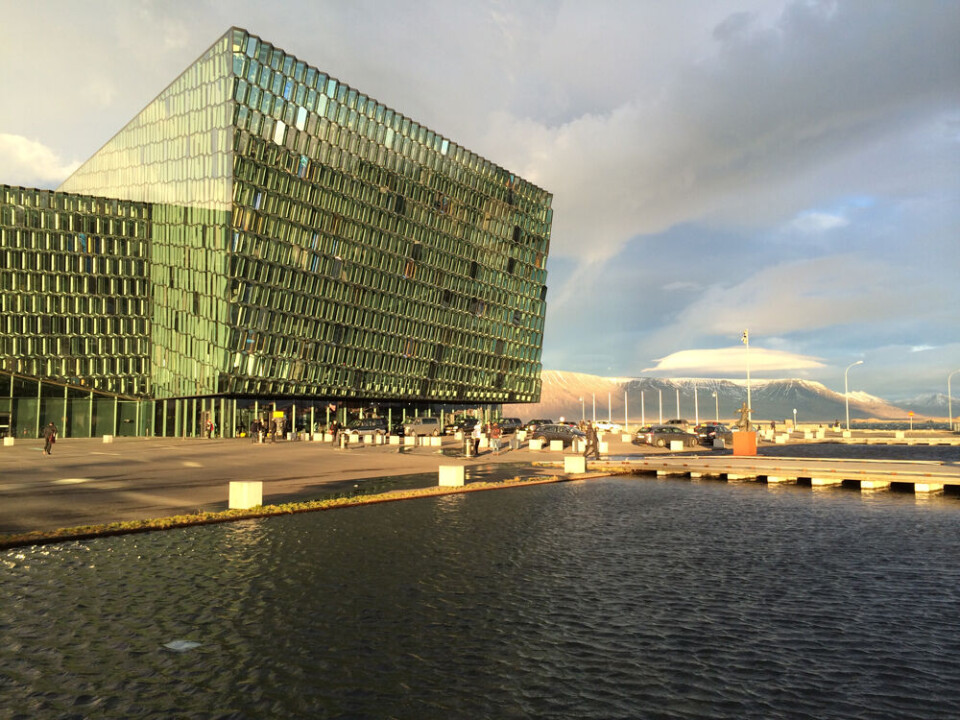 Foto fra det centrale Reykjavik Island, koncerthus, Harpa, Reykjavik