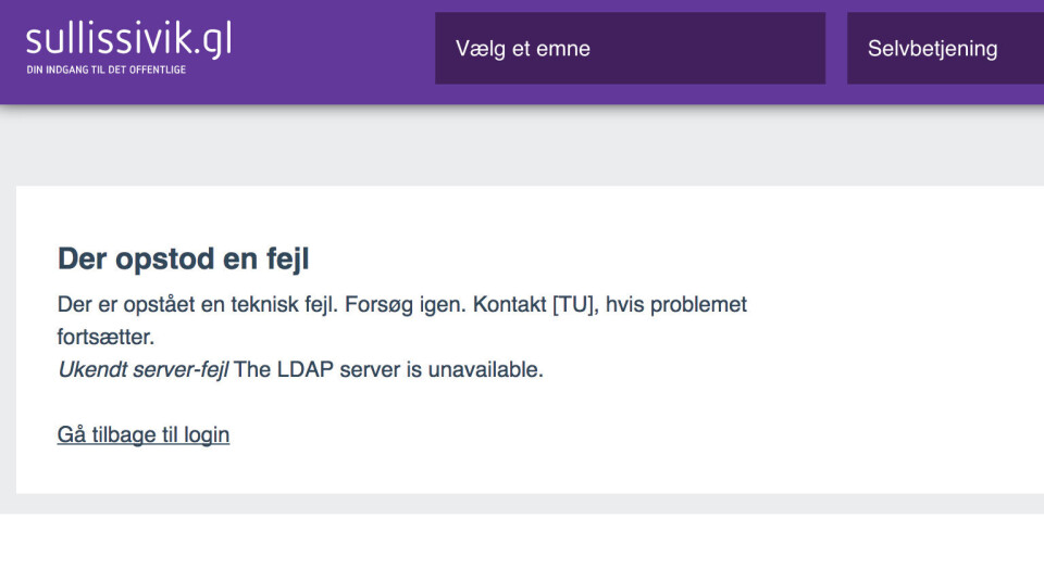 Fejl på sullissivik.gl