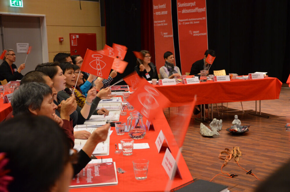 Inuit Ataqatigiit får nu en lokalafdeling i København. Billedet er fra IA’s landsmøde i januar i kulturhuset Taseralik i Sisimiut. Foto: Søren Duran Duus