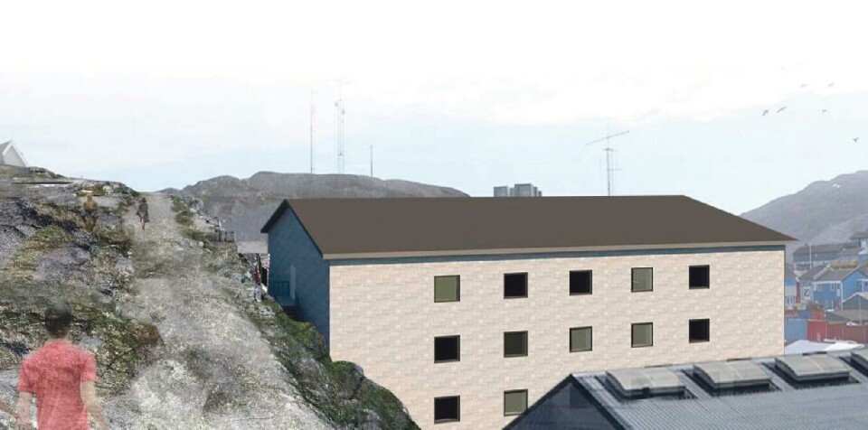 Hotel Aurora får direkte udgang fra anden sal til fjeldkammen mellem Niels Hammekensvej og Entreprenørdalen.