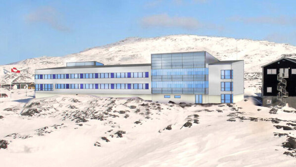 Nukissiorfiits kommende tilbygning står efter planen klar første kvartal 2011. Illustration: Tegnestuen Nuuk