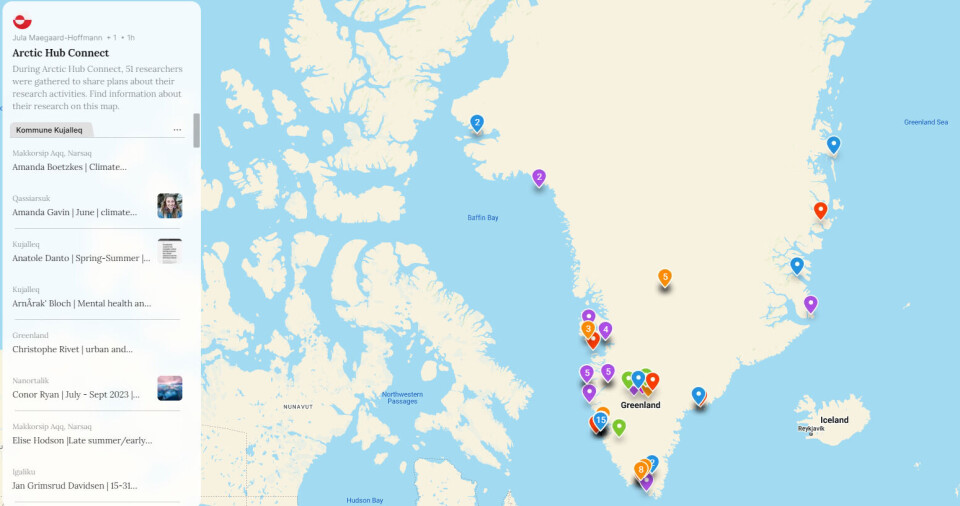 De fleste egne af Grønland var repræsenteret, da forskerne til Arctic Hub Connect skulle fortælle om deres forskningsprojekter. Foto: Arctic HubDer var ikke plads til alle 51 forskere på skærmen, da Arctic Hub Connect løb af stablen 17. april. Foto: Arctic HubDe fleste egne af Grønland var repræsenteret, da forskerne til Arctic Hub Connect skulle fortælle om deres forskningsprojekter. Foto: Arctic HubDer var ikke plads til alle 51 forskere på skærmen, da Arctic Hub Connect løb af stablen 17. april. Foto: Arctic HubDe fleste egne af Grønland var repræsenteret, da forskerne til Arctic Hub Connect skulle fortælle om deres forskningsprojekter. Foto: Arctic HubDer var ikke plads til alle 51 forskere på skærmen, da Arctic Hub Connect løb af stablen 17. april. Foto: Arctic Hub