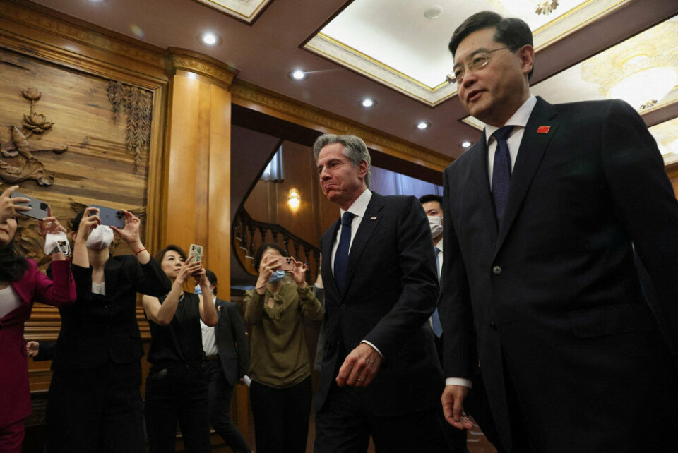 USA's udenrigsminister, Antony Blinken, mødte kort efter sin ankomst til Beijing søndag sin kinesiske modpart Qin Gang.