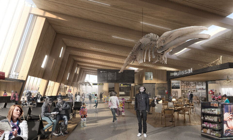 Den nye lufthavn vil se således ud indefra, når den er færdig i oktober 2023
