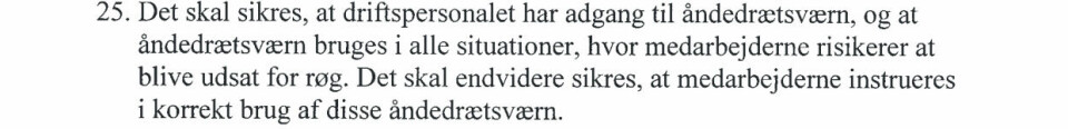 Uddrag af et af de mange krav som Avannaata Kommunia skal overholde for at få lov til at brænde dagrenovationsaffald