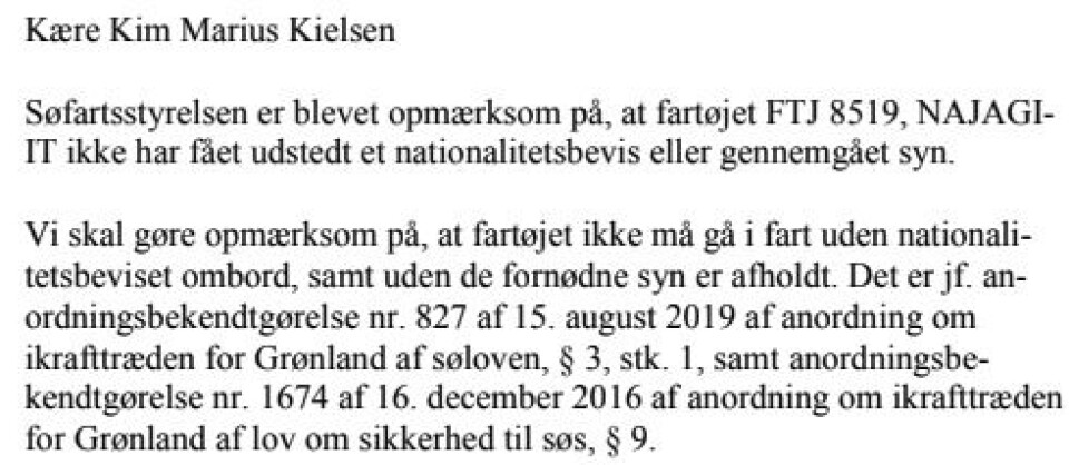 Kielsen vil alligevel ikke have erhvervsgodkendt sin båd