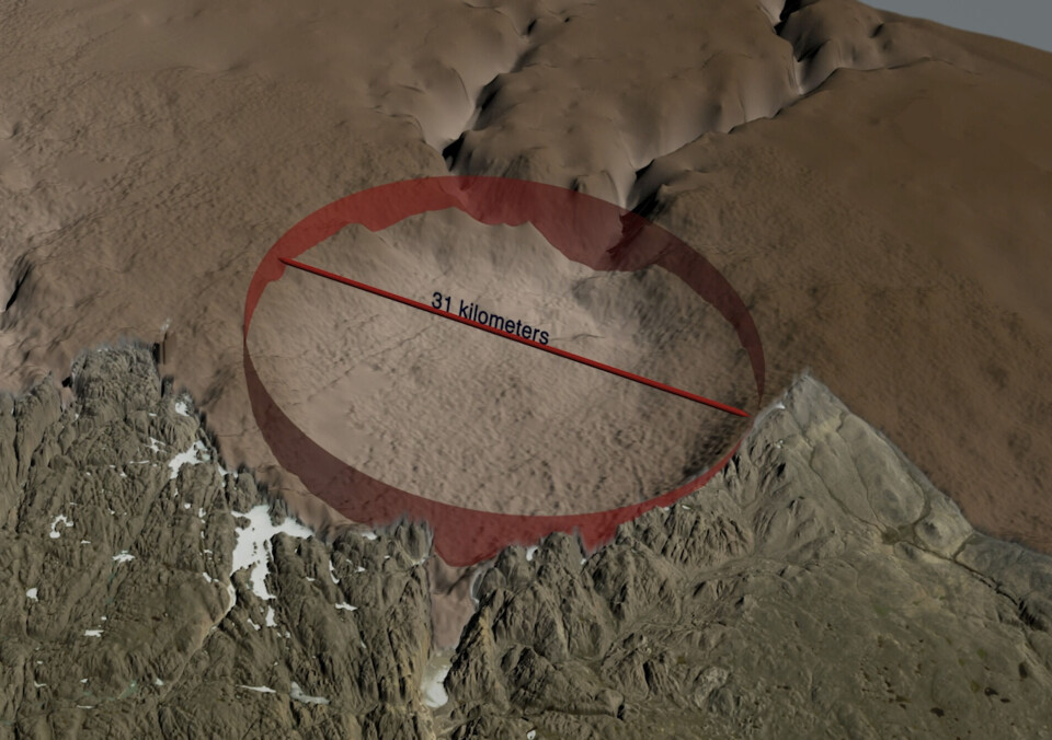 Hiawatha meteorkrateret er 31 km i diameter og har en tydelig kraterring samt en central dome som er typisk for store meteorkratere. Beregninger viser at der skal en ca. 1 km stor jernmeteorit til for at lave et krater med disse dimensioner. Da meteoritten ramte Nordvest Grønland lavede den et 7 km dybt hul i jordskorpen og i minutterne efter nedslaget kollapsede det dybe krater og derefter opstod det krater vi ser i dag i landskabet.