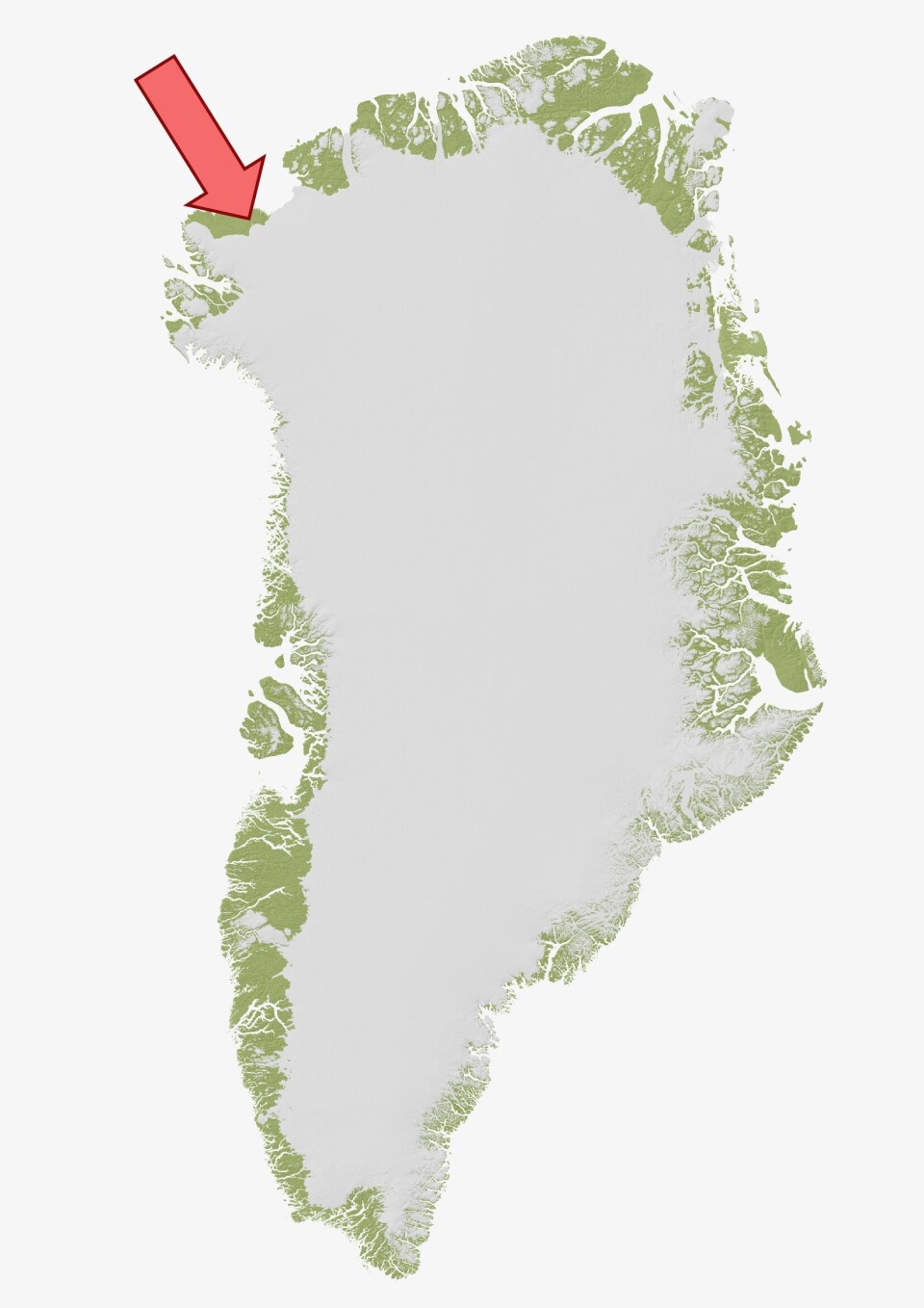 Her ligger Hiawatha meteorkrateret i Inglefield Land i Nordvestgrønland.
