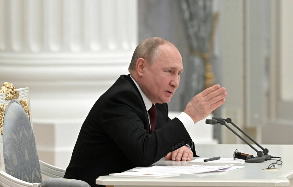 Vladimir Putin holdt møde med sikkerhedsrådet i Moskva den 21. februar.