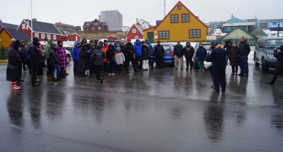 Søndag den 18. maj var der indkaldt til protestdemonstration mod planer om at bygge Nuuks gamle bydel om ved at fjerne historiske bygninger