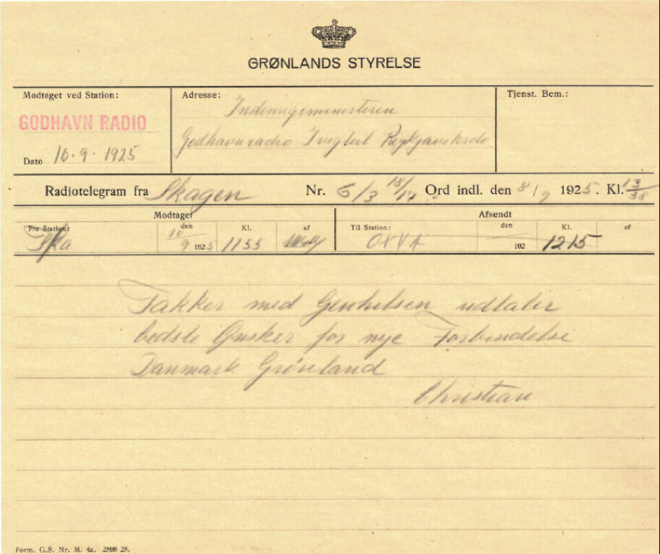 Telegram til kongen 1925