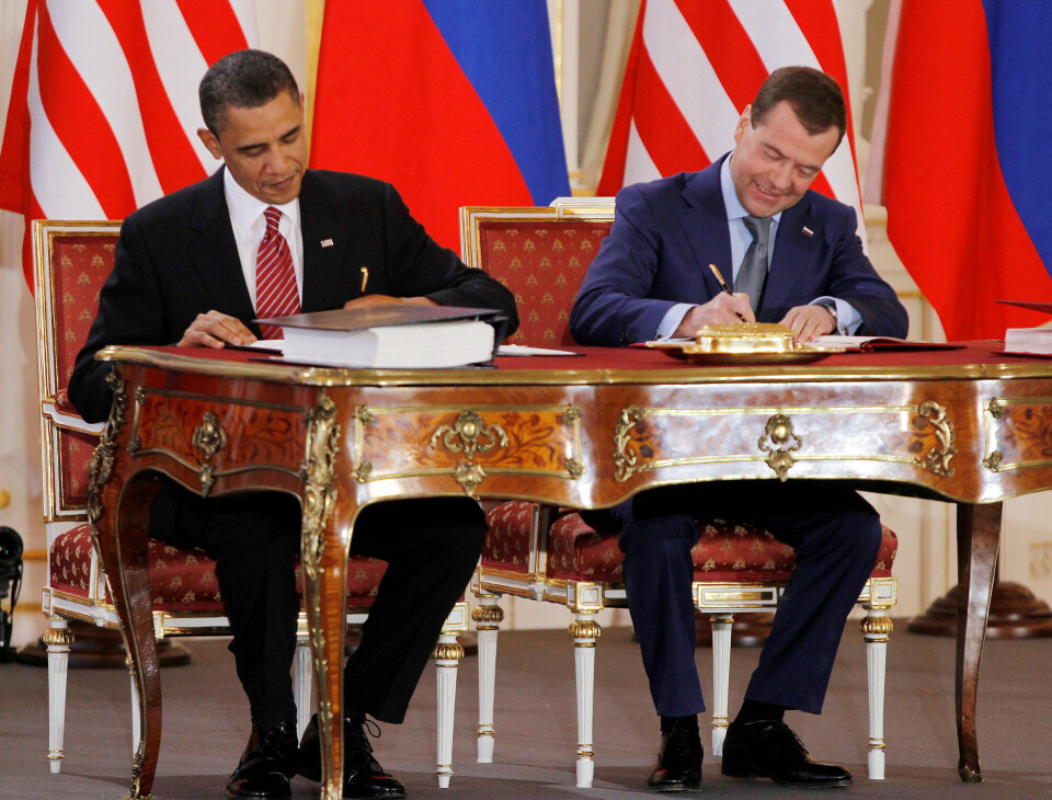 START-aftalen blev i 2010 underskrevet af daværende præsident Barack Obama og den russiske præsident Dmitrij Medvedev på et slot i Prag.