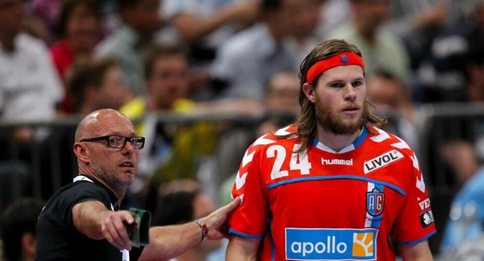 Magnus Andersson og Mikkel Hansen. Håndboldklubben AG København har begæret sig selv konkurs. Det bekræfter Sø- og Handelsretten i København over for ekstrabladet.dk. Foto: Ritzau/Ernst van Norde/POLFOTO/arkiv