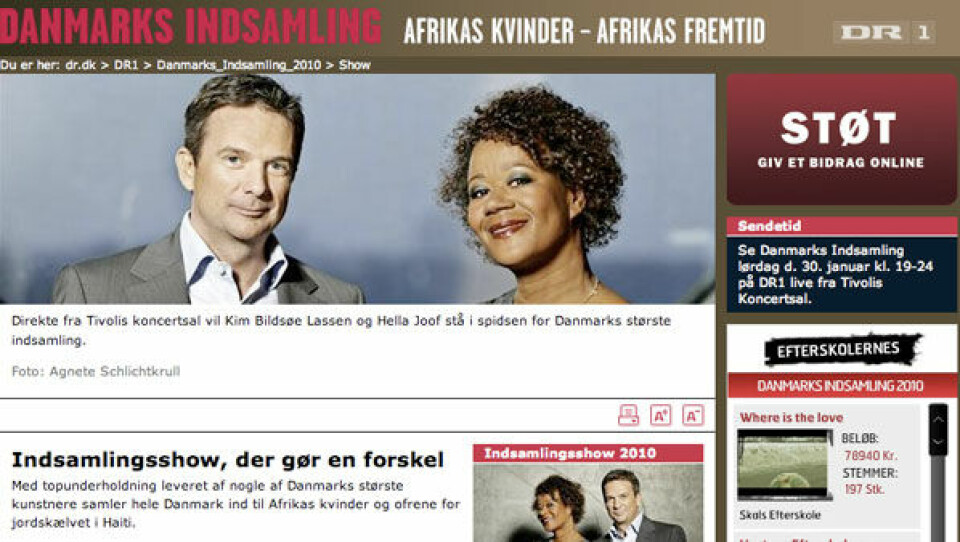 Pengene fra den kommende Danmarks Indsamling kommer både til at støtte ofrene fra katastrofen i Haiti og det oprindelige formål, Afrikas kvinder. Foto: DR