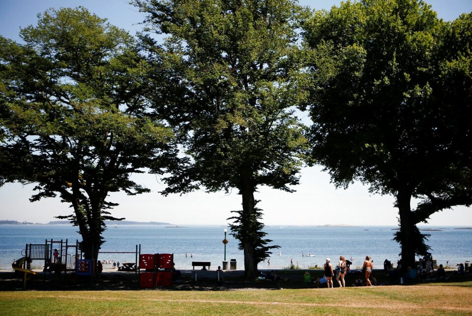 På Willows Beach i det vestlige Canada leder folk efter måder at køle sig ned under hedebølgen.