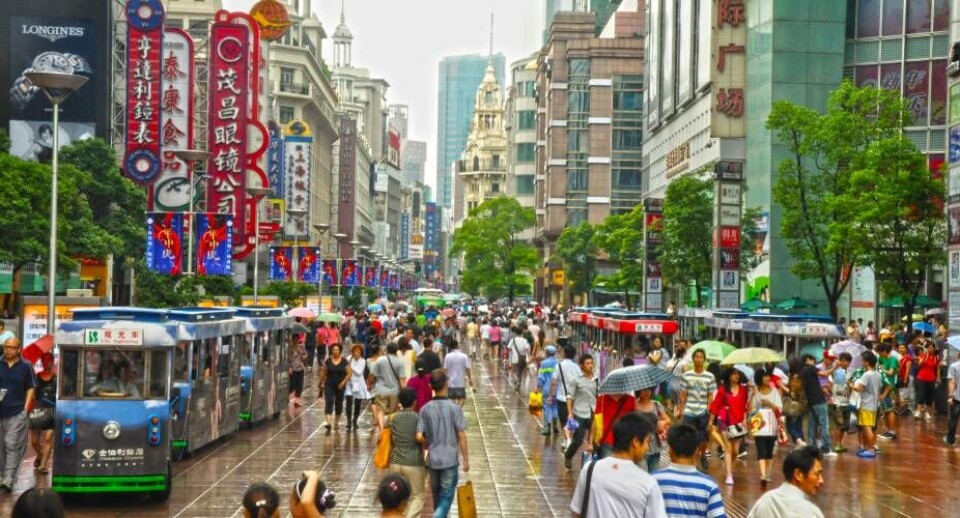 Travl gågade i Shanghai. Arkivfoto