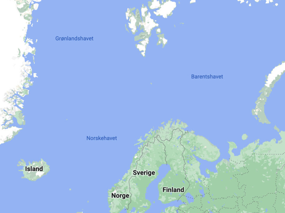De områder, hvor den norske regering nu vil åbne op for minedrift, omfatter Grønlandshavet mod vest, Norskehavet mod nordvest og Barentshavet mod nord.