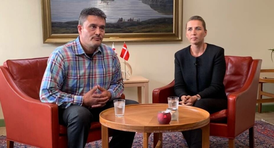 Kim Kielsen og Mette Frederiksen på pressemøde: Trump kom til at fylde