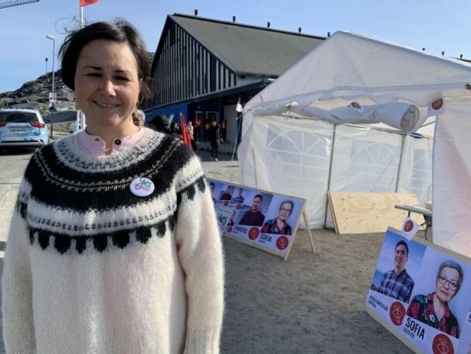Aaja Chemnitz Larsen på valgdagen