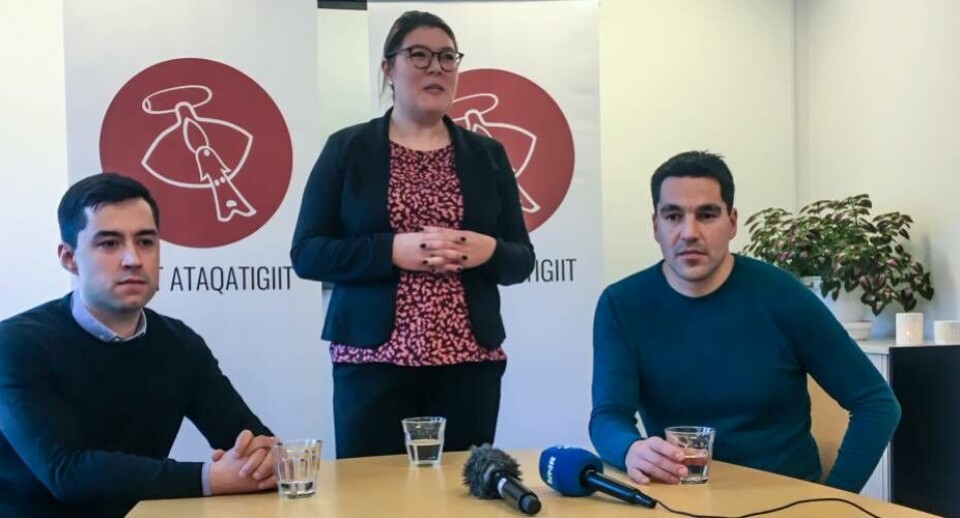 IA'eren Sara Olsvig fik flest personlige stemmer tilbage i 2018 af alle opstillede. Næstformanden Aqqaluaq B. Egede - til højre - fik flere personlige stemmer end Múte B. Egede - til venstre - der imidlertid blev partiformand efter Olsvigs exit fra politik.