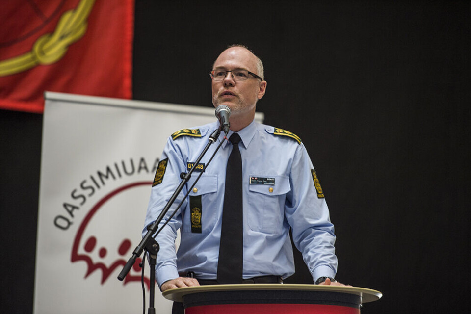 Politimester Bjørn Tegner Bay holdt tale ved folkemødet Qassimiuaarneq