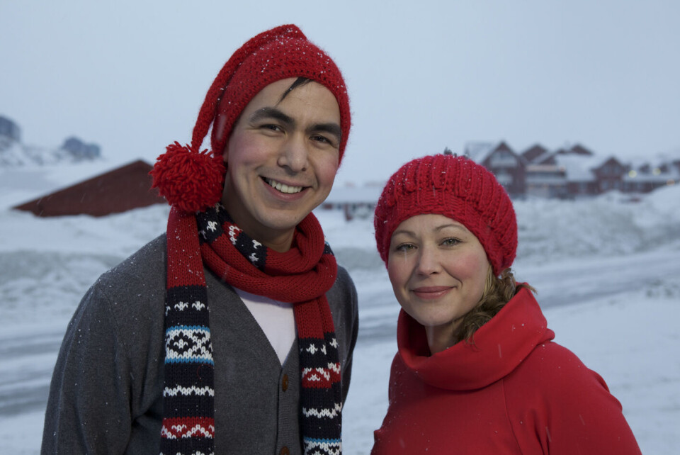 Nathan Kreutzmann og Mudi Berthelsen vil fylde mange tv-skærme til december, når de er hovedpersonerne i årets julekalender på KNR. Foto: Tumit Production