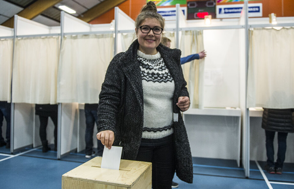 Inuit Ataqatigiits formand, Sara Olsvig, fotograferet i forbindelse med folketingsvalget i år