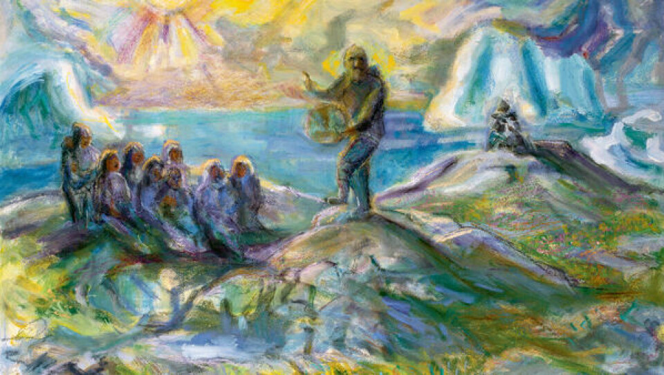 Billedet 'Den sidste trommedans' af Hans Lynge.