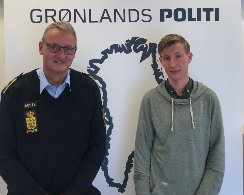 Til venstre chefpolitiinspektør, Svend Foldager, og kriminalpræventivmedarbejder, Christian Friis til højre.