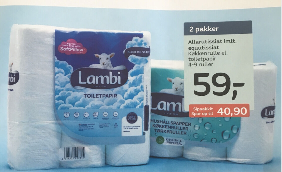 Brugsenis tilbud på Lambi-toiletpapir og køkkenruller