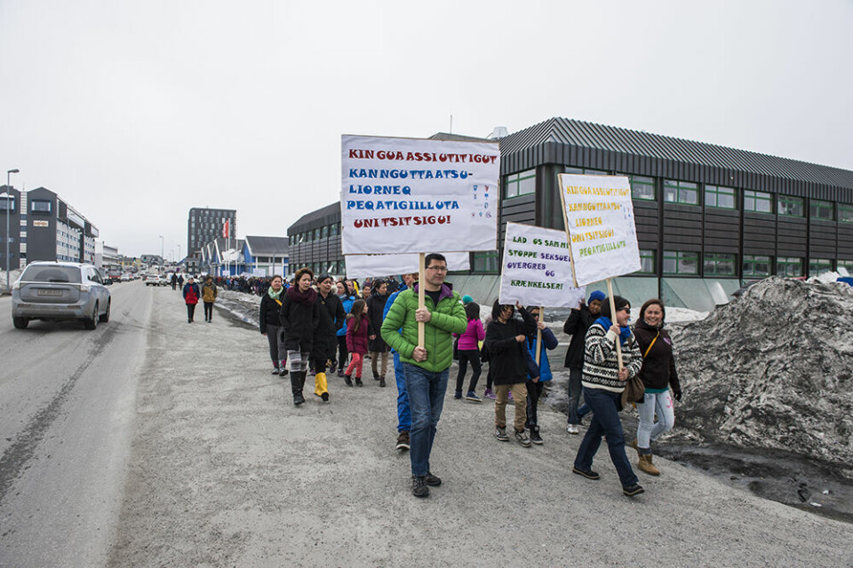 Demonstration, optog, seksuelle overgreb, Nuuk