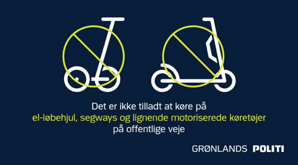 Politiet gør påny opmærksom på, at el-løbehjul og lignende ikke er tilladt at bruge, der hvor færdselsloven gælder - det vil sige veje, fortove, indkørsler, gågader og sportspladser.