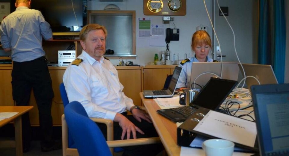 Herfra Excon-rummet - eller blot øvelsens kontrolrum - styrer Exercise Director og kommandør Karsten Riis Andersen og hans hjælpere udviklingen i Sarex-øvelsen
