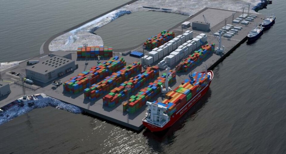 Sådan vil det nye havneområde i Nuuk tage sig ud, når er færdig med 200 meter ny kaj i 2026. Sikuki Nuuk Harbour