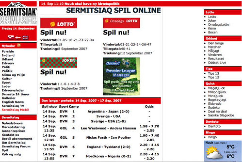 Spil lotto gennem Sermitsiaq