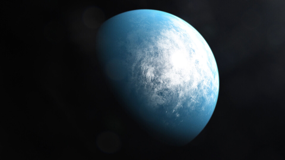 En illustration af planeten TOI 700 d, som ifølge Nasa har mulighed for at besidde flydende vand.