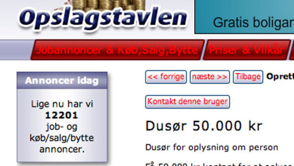 Tirsdag den 22. juli 2009 blev der indsat en annonce på opslagstavlen.gl, hvor der blev udlovet en dusør på 50.000 kroner for oplysninger om Torben Hyldgaard. Foto: Sermitsiaq