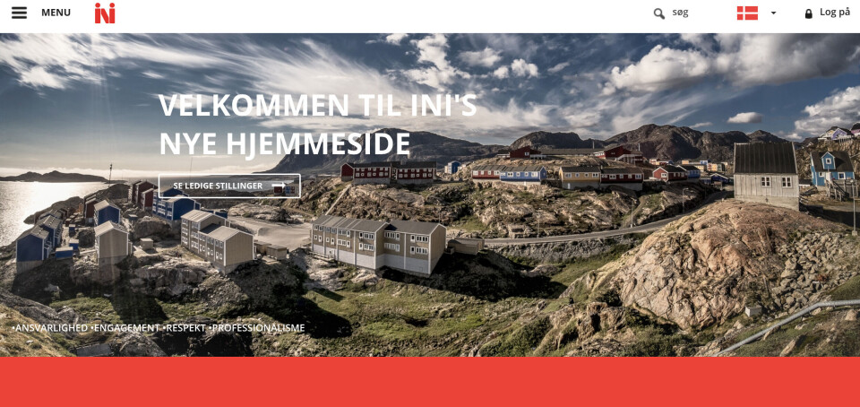 Her ses forsiden af Ini A/S' nye hjemmeside