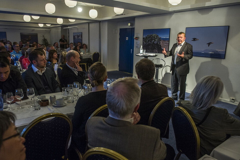 Lars Løkke Rasmussen gæstede Grønland i pinsen, hvor han blandt andet holdt foredrag for grønlandske erhvervsdrivende. Foto: Leiff Josefsen