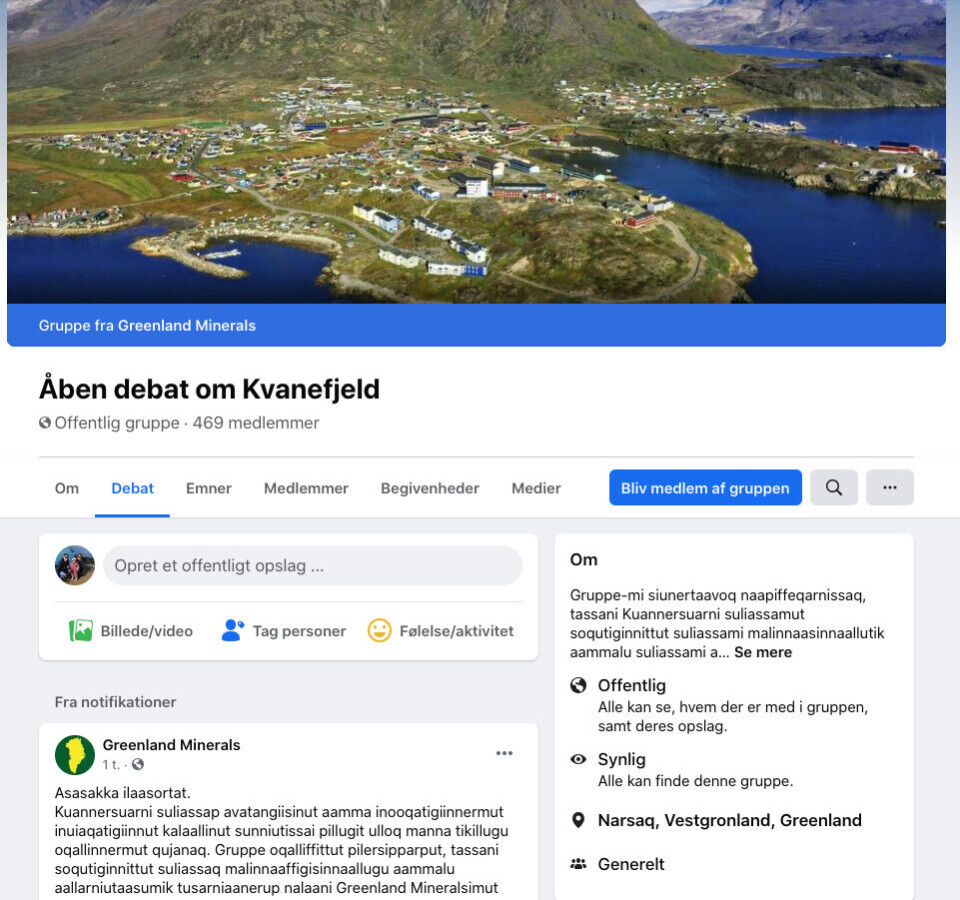 Greenland Minerals lukker Facebookgruppe