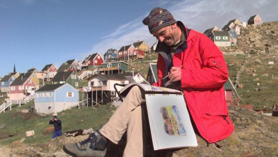 Maleren Pierre Auzias udstiller sammen med Martin Lehmann og Bertrand Lozay udstillingen 'Slush!' i Katuaq. Entré er Gratis. Foto: Finn Frandsen.