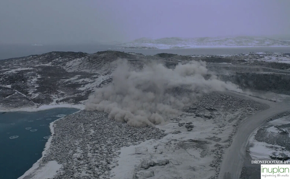 Sprængningen var på 110.000 m3 fjeld.